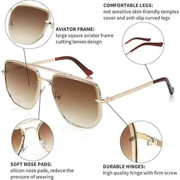 FEISEDY Retro Oversized Pilot Sunglasses for Men Women