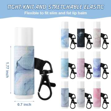 Sureio 10 Pack Lip Balm Holder Keychain Compact Clip On lipstick Lip Gloss Holder Keychain Elastic l...