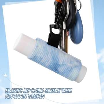 Sureio 10 Pack Lip Balm Holder Keychain Compact Clip On lipstick Lip Gloss Holder Keychain Elastic lipstick Sleeve Clip (Marble Style)