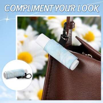 Sureio 10 Pack Lip Balm Holder Keychain Compact Clip On lipstick Lip Gloss Holder Keychain Elastic lipstick Sleeve Clip (Marble Style)