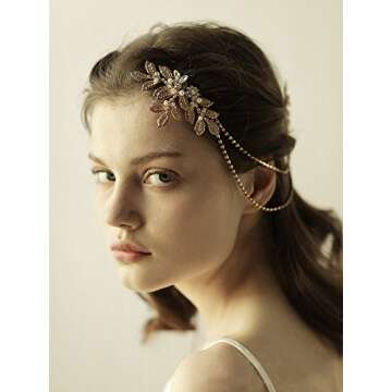 Vintage Bridal Gold leaf Hair Comb Headpiece Greek/Roman Bridal Hair Accessories for Women Wedding with Pearl Rhinestone (Gold 1)