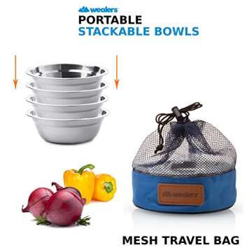 Stainless Steel Portable Bowl Set - Ideal for Outdoor Activities