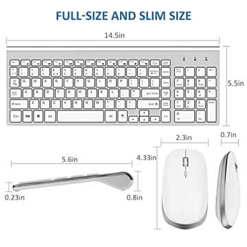 Wireless Keyboard Mouse Combo, 2.4G USB Slim Keyboard and Mouse Silent Full-Size Ergonomic Compact w...