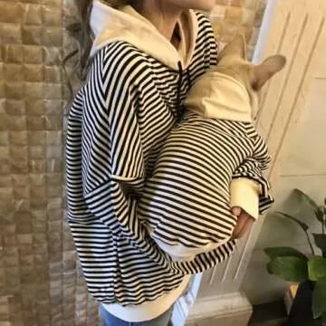 HQREA Striped Dog Hoodie for Small Dogs - Fashionable Pullover