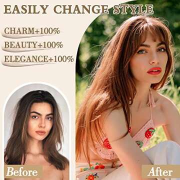 FREEMEIGE Clip in Bangs for Women 100% Human Hair Clip on Bangs Hair Clip Wispy Bangs French Bangs F...