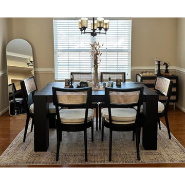 ZHENGHAO Rattan Dining Chairs Set of 6, Farmhouse Dining Room Chairs with Cane Back French Country A...