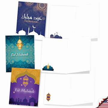 Assorted Eid Mubarak Notes Set - 20 Cards & Envelopes