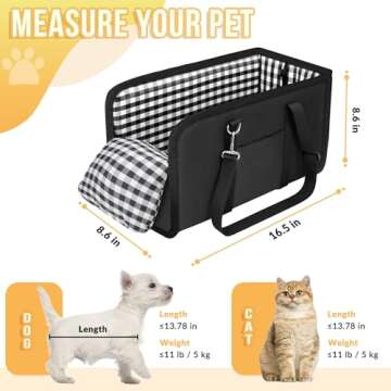 SlowTon Console Dog Car Seat - Portable Dogs Armrest Booster Seat for Small Dog, Anti-Collapse Pet C...