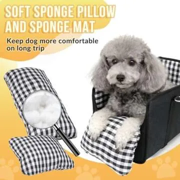 SlowTon Console Dog Car Seat - Portable Dogs Armrest Booster Seat for Small Dog, Anti-Collapse Pet Car Seat with Soft Cushion Safety Belt, Support Pet Up to 11lbs (Black)