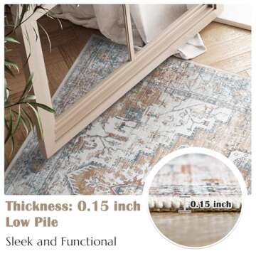 Jinchan Tribal Runner Rug 2x6 - Vintage Floral Non-Slip Design for All Spaces