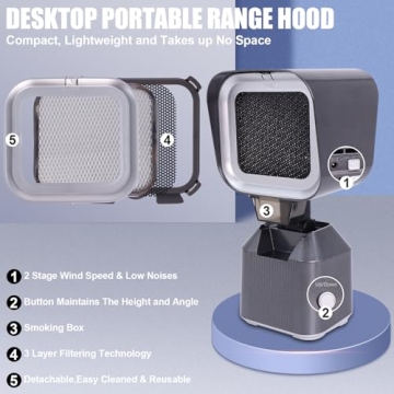 Portable Range Hood with 3 Filters for Kitchen