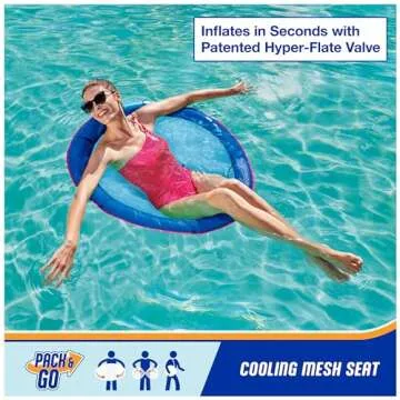 SwimWays Spring Float Premium Papasan Pool Lounger for Swimming Pool, Inflatable Pool Floats Adult w...