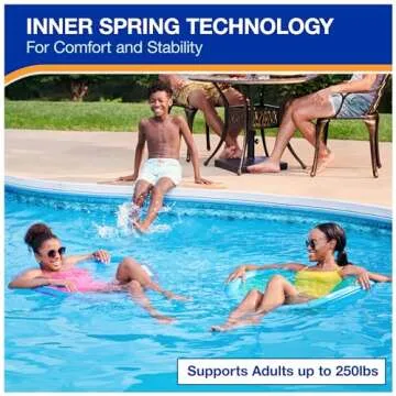 SwimWays Spring Float Premium Papasan Pool Lounger for Swimming Pool, Inflatable Pool Floats Adult with Fast Inflation for Ages 15 & Up, Sky Blue