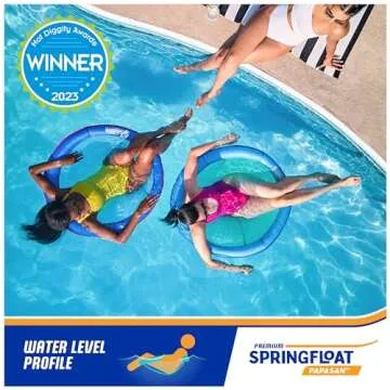 SwimWays Spring Float Premium Papasan Pool Lounger for Swimming Pool, Inflatable Pool Floats Adult with Fast Inflation for Ages 15 & Up, Sky Blue