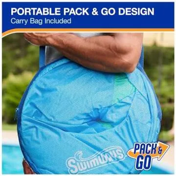 SwimWays Spring Float Premium Papasan Pool Lounger for Swimming Pool, Inflatable Pool Floats Adult with Fast Inflation for Ages 15 & Up, Sky Blue