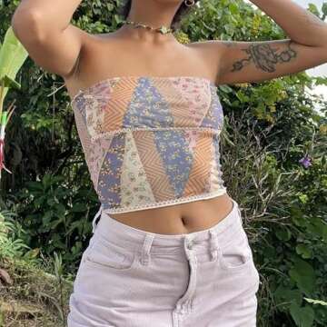 Women Y2K Lace Strapless Tube Top Off Shoulder Slim Fit Crop Tops Aesthetic Backless Low Cut Tank Ca...