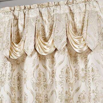 All American Collection New 4 Piece Drape Set with Attached Valance and Sheer with 2 Tie Backs Included (84" Length, Beige)