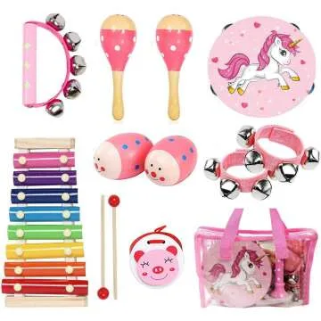 12pcs Kids Wooden Percussion Instruments Set