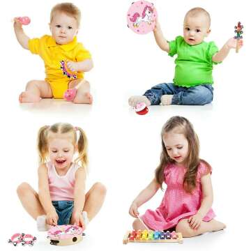 12pcs Kids Wooden Percussion Instruments Set