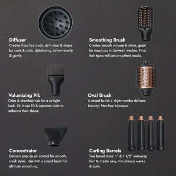 ion Luxe 8In1 Airstyler Pro, Interchangeable Hair Dryer & Curler for All Hair Types