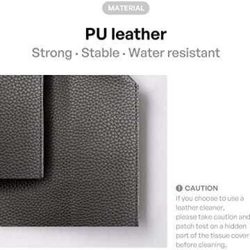 Carrotez Tissue Box Cover, [Refined] Modern PU Leather Square Tissue Box Holder - Decorative Holder/Organizer for Bathroom Vanity Countertop, Night Stands, Office Desk & Car 5"X5"X5" - Charcoal