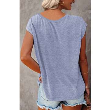 MIROL Women's Cap Sleeve Tank Tops U Neck Solid Color Casual Shirts Loose Fit Basic Blouse