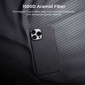 pitaka Magnetic Case for iPhone 13 Pro-6.1 Inch [MagEZ Case 2] 100% Aramid Fiber Slim Fit iPhone 13 Pro Case MagSafe, 3D Grip Touch, Black/Grey (Twill)