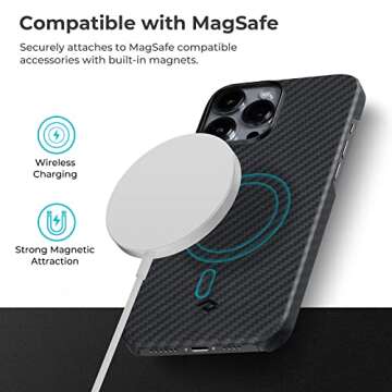 pitaka Magnetic Case for iPhone 13 Pro-6.1 Inch [MagEZ Case 2] 100% Aramid Fiber Slim Fit iPhone 13 Pro Case MagSafe, 3D Grip Touch, Black/Grey (Twill)