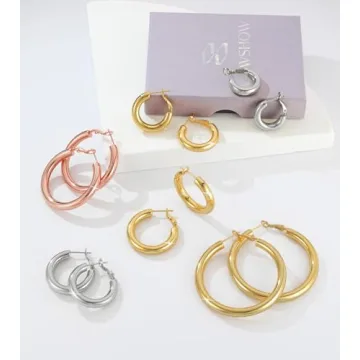 WOWSHOW Chunky Gold Hoop Earrings for Women 40mm