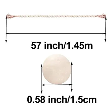 57inch Rustic Wood Bead Garland for Home Decoration