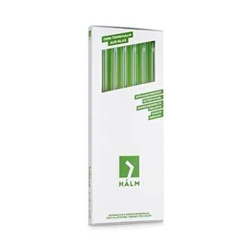 Halm Glass Straws – 6x 12 inch Long Replacement Straw for Stanley Quencher Cup 40 oz & 30 oz Plastic-Free Cleaning Brush - Reusable Drinking Straw Dishwasher Safe - Made in Germany