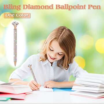 Jeyiour 8 Pcs Diamond Black Ink Rhinestone Pens Bling Metal Crystal Ballpoint Pens for Women for Wedding Bridal Shower Office Meeting Birthday Supplies Women Gifts, 0.7mm(Colorful)