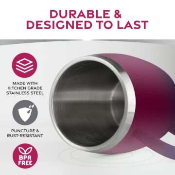 FineDine Insulated Stainless-Steel Coffee Mug with Lid and Handle (2 Pk) 14 oz - BPA-Free Spillproof Lid, Double-Wall Camping Travel Coffee Mugs, Purple Print