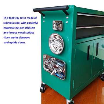 VASTOOLS Magnetic Tray Holder Set – 3pc Stainless Steel Organizer with Strong Magnet