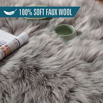 LOCHAS Soft Fluffy Faux Fur Rugs for Bedroom Bedside Rug 3x5 Feet, Washable, Furry Sheepskin Area Ru...