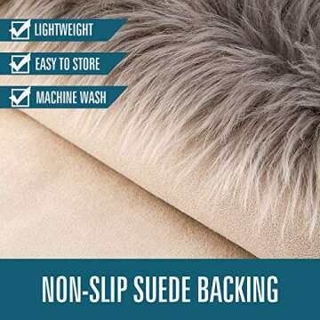 LOCHAS Soft Fluffy Faux Fur Rugs for Bedroom Bedside Rug 3x5 Feet, Washable, Furry Sheepskin Area Rug for Living Room Girls Room, Luxury Shag Carpet Home Decor, White