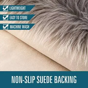 LOCHAS Soft Fluffy Faux Fur Rugs for Bedroom Bedside Rug 3x5 Feet, Washable, Furry Sheepskin Area Rug for Living Room Girls Room, Luxury Shag Carpet Home Decor, White