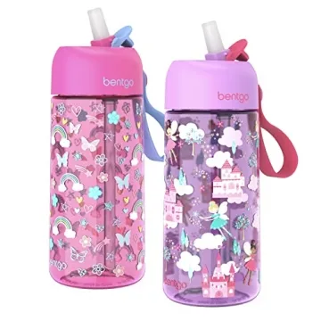 Bentgo Kids Water Bottle 2-Pack - Leak-Proof, Durable Tritan, BPA-Free 15 oz Cup for Kids/Toddlers 3...