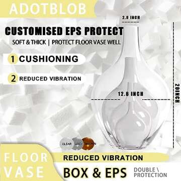 20" Extra Large Glass Floor Vase for Pampas Grass- Big Clear Jug Vases for Table Decor- Modern Heavy Duty 20 Inch Round Glass Belly Vase for Home & Bedroom Decorations, Clear