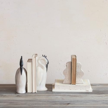 Natural Travertine Wave Bookends Set of 2 Elegant Decor