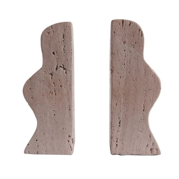 Natural Travertine Wave Bookends Set of 2 Elegant Decor