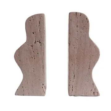 Natural Travertine Wave Bookends Set of 2 Elegant Decor