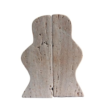 Natural Travertine Wave Bookends Set of 2 Elegant Decor