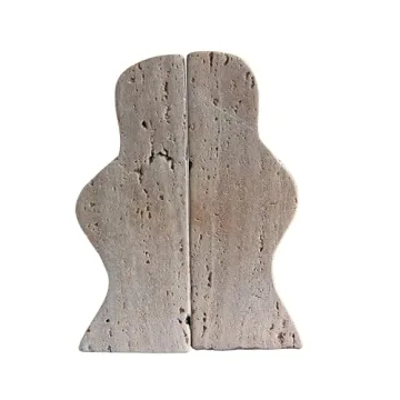 Natural Travertine Wave Bookends Set of 2 Elegant Decor