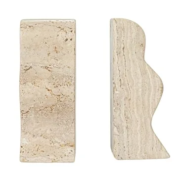 Natural Travertine Wave Bookends Set of 2 Elegant Decor