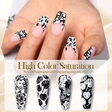 Born Pretty Nail Art Stamping Polish White Black Manicure Image Stamp Polish Set Print Polish Varnish 2 Bottles
