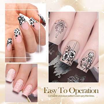 Born Pretty Nail Art Stamping Polish White Black Manicure Image Stamp Polish Set Print Polish Varnish 2 Bottles