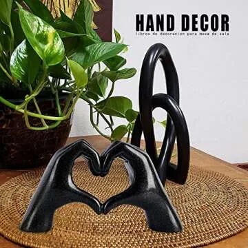 MOYI Black Decor for Living Room Bedroom Bookshelf Coffe Table, Love Finger Aesthetic Statues Boho Wedding Accents Decorations, Knick Knacks Home Decor for Shelves