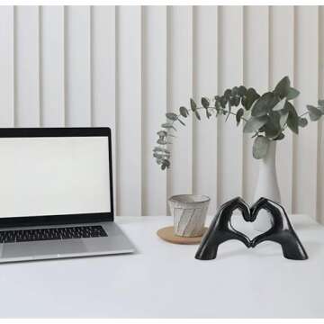 MOYI Black Decor for Living Room Bedroom Bookshelf Coffe Table, Love Finger Aesthetic Statues Boho Wedding Accents Decorations, Knick Knacks Home Decor for Shelves