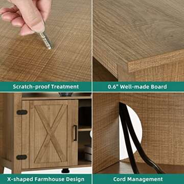 YITAHOME Farmhouse TV Stand for TVs up to 65 Inch, Entertainment Center with Open Shelf & Adjustable Shelf, Rustic TV Media Console Table for Living Room, Barnwood, 59 Inch